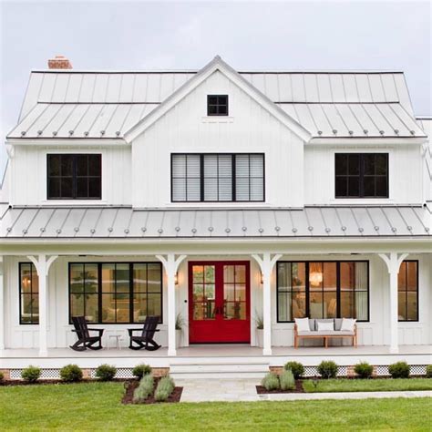 white farm house with metal shop|farmhouse metal exterior home.